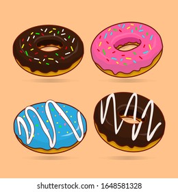 set of Isolated dounut vector illustration, donut cartoon, donut icon