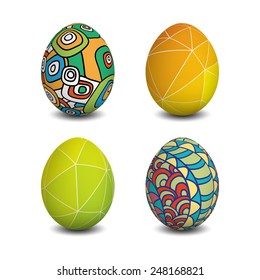 Set of Isolated Easter eggs. 3D. Vector background. 