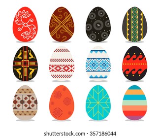 Set of isolated Easter eggs on a white background. Vector illustration