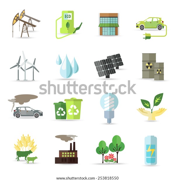 Set of\
isolated  ecology icons. Vector\
illustration.