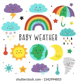 set of isolated elements of  baby weather
  - vector illustration, eps    