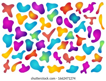 Set isolated elements. Design palette of shimmering colors. Modern abstract pattern, colorful fluid paint design. Gradient futuristic shapes. Trendy art vector background