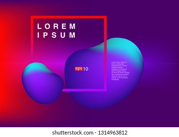 Set isolated elements of holographic chameleon design palette of shimmering colors Modern abstract pattern colorful fluid paint design