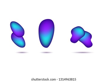 Set isolated elements of holographic chameleon design palette of shimmering colors Modern abstract pattern colorful fluid paint design