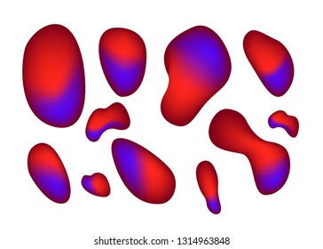 Set isolated elements of holographic chameleon design palette of shimmering colors Modern abstract pattern colorful fluid paint design