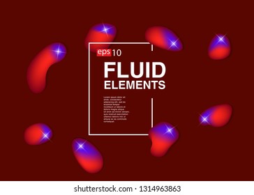 Set isolated elements of holographic chameleon design palette of shimmering colors Modern abstract pattern colorful fluid paint design