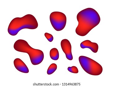 Set isolated elements of holographic chameleon design palette of shimmering colors Modern abstract pattern colorful fluid paint design