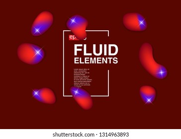 Set isolated elements of holographic chameleon design palette of shimmering colors Modern abstract pattern colorful fluid paint design