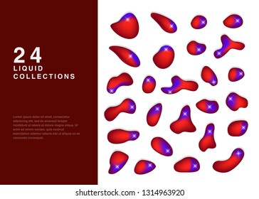 Set isolated elements of holographic chameleon design palette of shimmering colors Modern abstract pattern colorful fluid paint design
