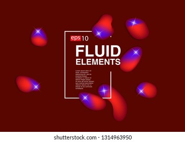 Set isolated elements of holographic chameleon design palette of shimmering colors Modern abstract pattern colorful fluid paint design