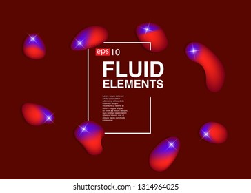 Set isolated elements of holographic chameleon design palette of shimmering colors Modern abstract pattern colorful fluid paint design