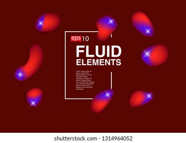 Set isolated elements of holographic chameleon design palette of shimmering colors Modern abstract pattern colorful fluid paint design
