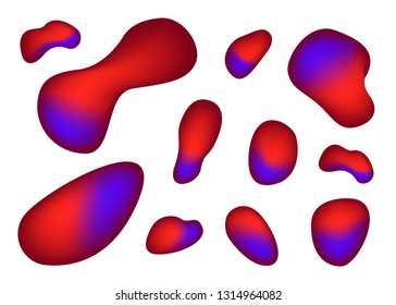 Set isolated elements of holographic chameleon design palette of shimmering colors Modern abstract pattern colorful fluid paint design