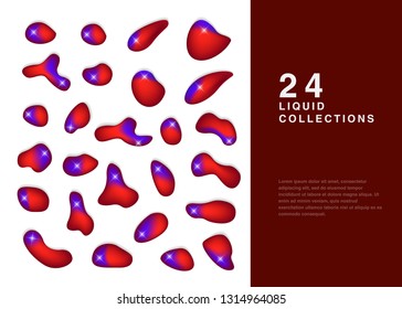 Set isolated elements of holographic chameleon design palette of shimmering colors Modern abstract pattern colorful fluid paint design