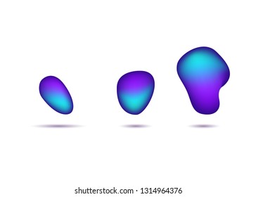 Set isolated elements of holographic chameleon design palette of shimmering colors Modern abstract pattern colorful fluid paint design
