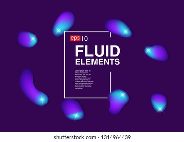 Set isolated elements of holographic chameleon design palette of shimmering colors Modern abstract pattern colorful fluid paint design