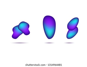Set isolated elements of holographic chameleon design palette of shimmering colors Modern abstract pattern colorful fluid paint design