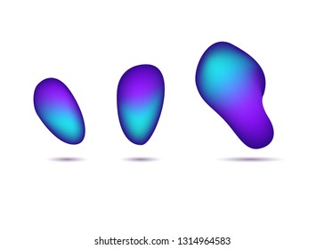 Set isolated elements of holographic chameleon design palette of shimmering colors Modern abstract pattern colorful fluid paint design