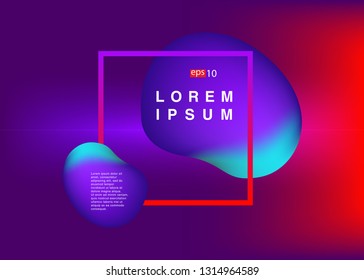 Set isolated elements of holographic chameleon design palette of shimmering colors Modern abstract pattern colorful fluid paint design