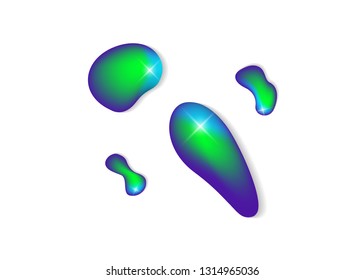 Set isolated elements of holographic chameleon design palette of shimmering colors Modern abstract pattern colorful fluid paint design