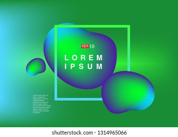 Set isolated elements of holographic chameleon design palette of shimmering colors Modern abstract pattern colorful fluid paint design