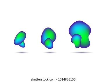 Set isolated elements of holographic chameleon design palette of shimmering colors Modern abstract pattern colorful fluid paint design