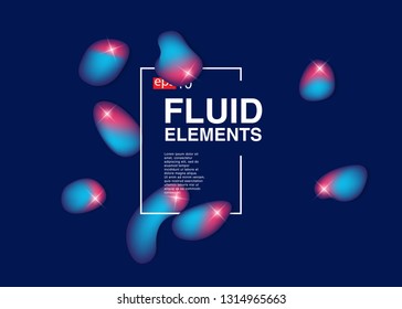Set isolated elements of holographic chameleon design palette of shimmering colors Modern abstract pattern colorful fluid paint design