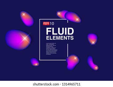 Set isolated elements of holographic chameleon design palette of shimmering colors Modern abstract pattern colorful fluid paint design