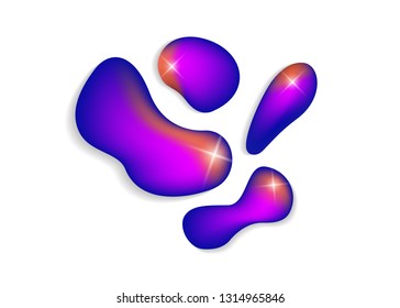 Set isolated elements of holographic chameleon design palette of shimmering colors Modern abstract pattern colorful fluid paint design