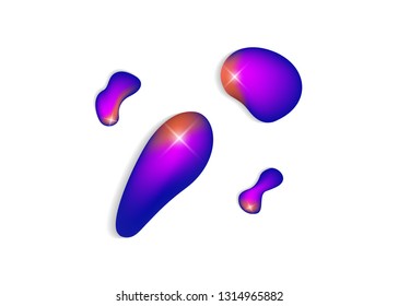 Set isolated elements of holographic chameleon design palette of shimmering colors Modern abstract pattern colorful fluid paint design