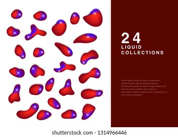 Set isolated elements of holographic chameleon design palette of shimmering colors Modern abstract pattern colorful fluid paint design