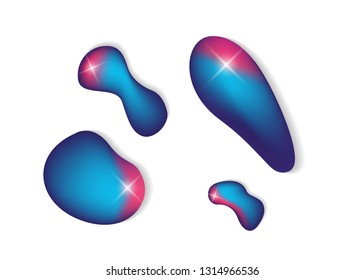 Set isolated elements of holographic chameleon design palette of shimmering colors Modern abstract pattern colorful fluid paint design