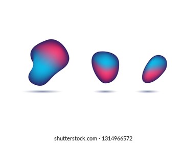 Set isolated elements of holographic chameleon design palette of shimmering colors Modern abstract pattern colorful fluid paint design