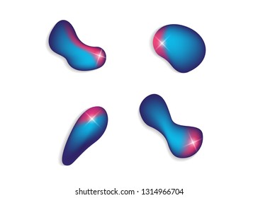 Set isolated elements of holographic chameleon design palette of shimmering colors Modern abstract pattern colorful fluid paint design