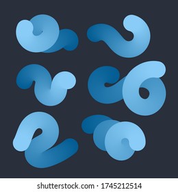 Set isolated elements of holographic chameleon design. Colorful fluid paint design. Abstract gradient elements set. Organic flowing liquid shapes isolated on white. Vector eps 10 format