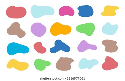 Set isolated elements of liquid shapes. Modern abstract organic various shapes. Fluid or liquid paint of different colours. Collection of speech bubbles for chat, talk, dialogue. Vector illustration