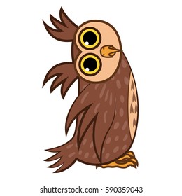 Set isolated Emoji character cartoon owl asks the question. Vector Illustrations