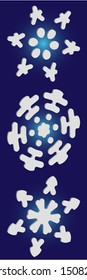 Set of isolated falling snowflakes on blue background.  Effective concept accurate forms and colors. Vector illustration textures. White xmas paper craft 3d ornaments for banners, greeting cards.