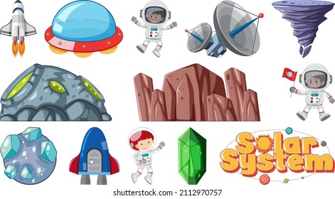 Set Of Isolated Fantasy Space Game Objects And Elements Illustration