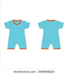 Set of isolated fashion flat sketch for baby. Baby rompers, bodysuit vector. Baby clothes set vector illustration