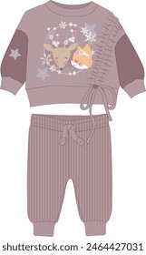 Set of isolated fashion flat sketch for baby. Baby rompers, bodysuit vector. Baby clothes set vector illustration