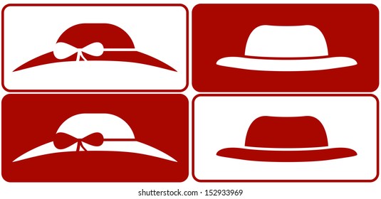 set isolated female and male hats 