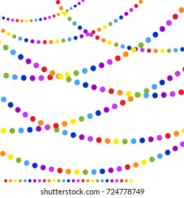 Set of isolated flat coloured garlands round. Suitable for design.