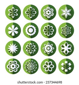 Set of isolated flat design icons, editable. Round shaped. Can be used for a pattern or separately. 