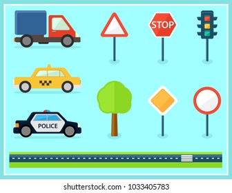 set of isolated flat transport icons