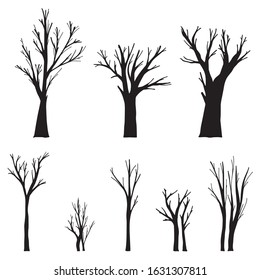 Black Tree Silhouettes On White Background Stock Vector (royalty Free 