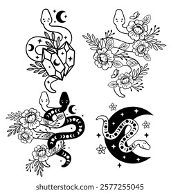  set of isolated Floral and celestial Snakes