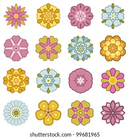 Set of isolated flowers.