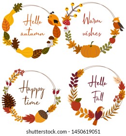 set of isolated frames with autumn elements - vector illustration, eps