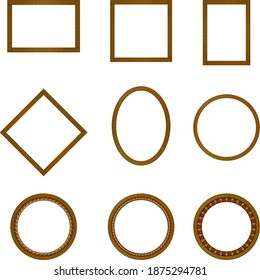 Set of isolated frames in the Greek style with meander and classic floral ornament in golden colors. For shaping photos, paintings and any classic project.